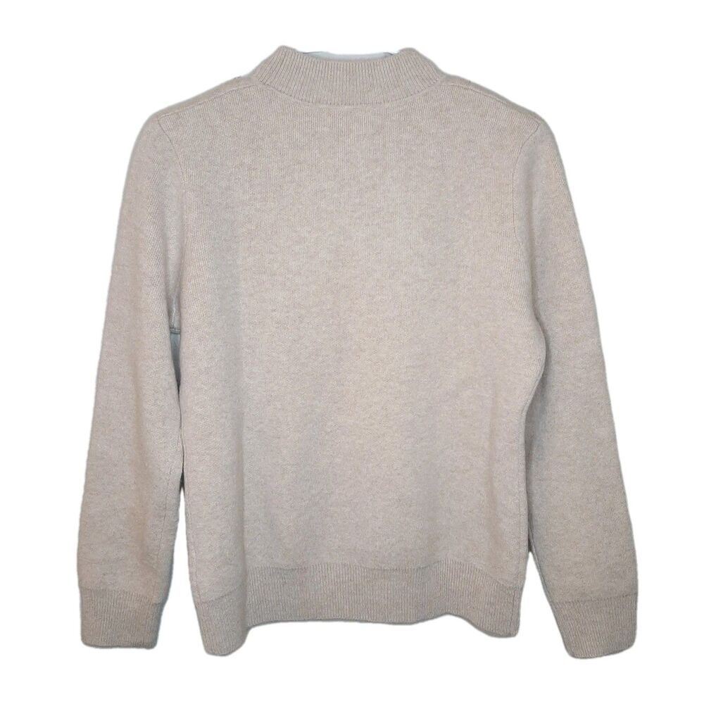 NEW Sweater Beige Women Size M 100% Lamb Wool Long Sleeve Soft Mock Neck - Picture 10 of 12